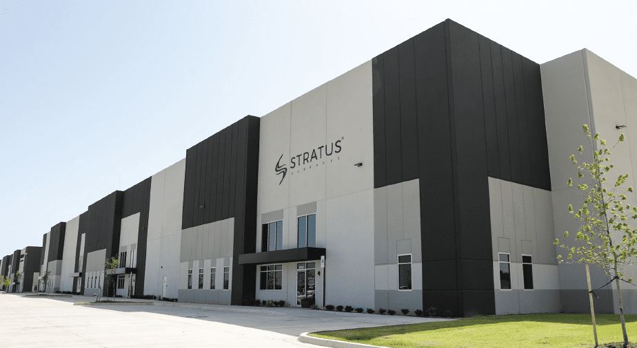 a logistx building system with an interesting black and white facade